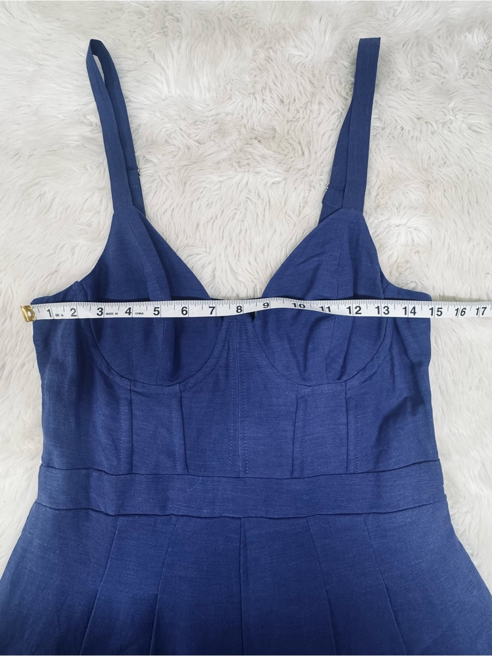 ASTR the Label Caspar Blue Wide Leg Jumpsuit Medium Linen Blend Corset Summer - Picture 14 of 15